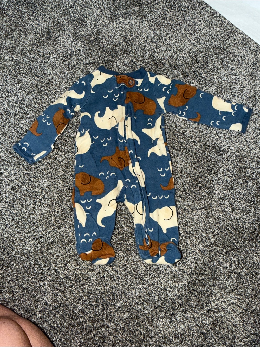 Carter's Blue Elephant Print Footed One-Piece